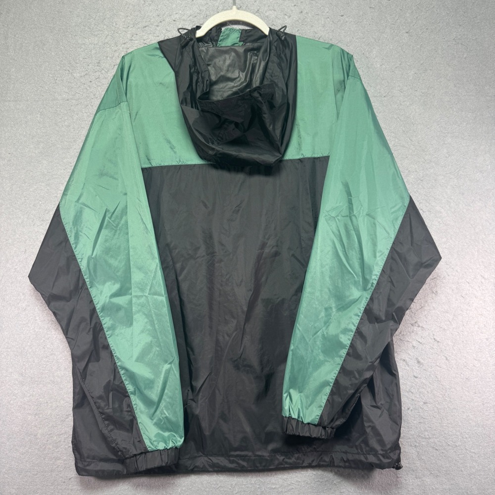 Eddie Bauer Mens Medium Waterproof Nylon Hooded Windbreaker Jacket‎ Green Black - Picture 10 of 13